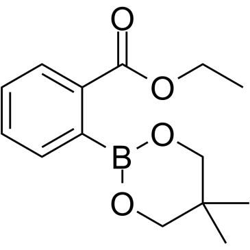 2-(5,5-二甲基-1,3,2-二氧硼杂烷-2-基)苯甲酸乙酯结构式