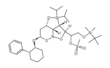 (S)-2-((tert-butyldimethylsilyl)oxy)-1-((2aS,2a1R,3R,6R,7aS)-2,2-diisopropyl-6-(((1S,2R)-2-phenylcyclohexyl)oxy)hexahydro-2H-1,4,5-trioxa-4a-aza-2-silacyclopenta[cd]inden-3-yl)ethyl methanesulfonate结构式