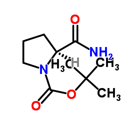 (2R)-2-氨甲酰基吡咯烷-1-甲酸叔丁酯结构式