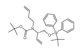 (S)-but-3-enyl[1-(tert-butyldiphenylsilanyloxymethyl)allyl]carbamic acid tert-butyl ester结构式