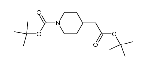 1,1-dimethylethyl 4-[(1,1-dimethylethyloxycarbonyl)methyl]-1-piperidinecarboxylate结构式