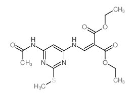 Propanedioicacid, 2-[[[6-(acetylamino)-2-(methylthio)-4-pyrimidinyl]amino]methylene]-,1,3-diethyl ester结构式