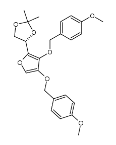 (S)-4-(3,4-bis((4-methoxybenzyl)oxy)furan-2-yl)-2,2-dimethyl-1,3-dioxolane结构式