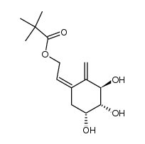 [3R-(1Z,3β,4α,5α)]-2-[3,4,5-trihydroxy-2-methylenecyclohexylidene]ethyl trimethylacetate结构式