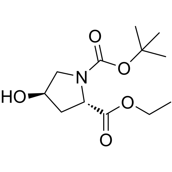 1-叔丁氧羰基-(4R)-羟基-2-脯氨酸乙脂结构式