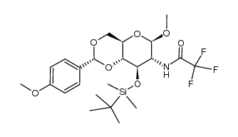 methyl 3-O-tert-butyldimethylsilyl-4,6-O-p-methoxybenzylidene-2-deoxy-2-trifluoroacetamido-&beta;-D-glucopyranoside结构式
