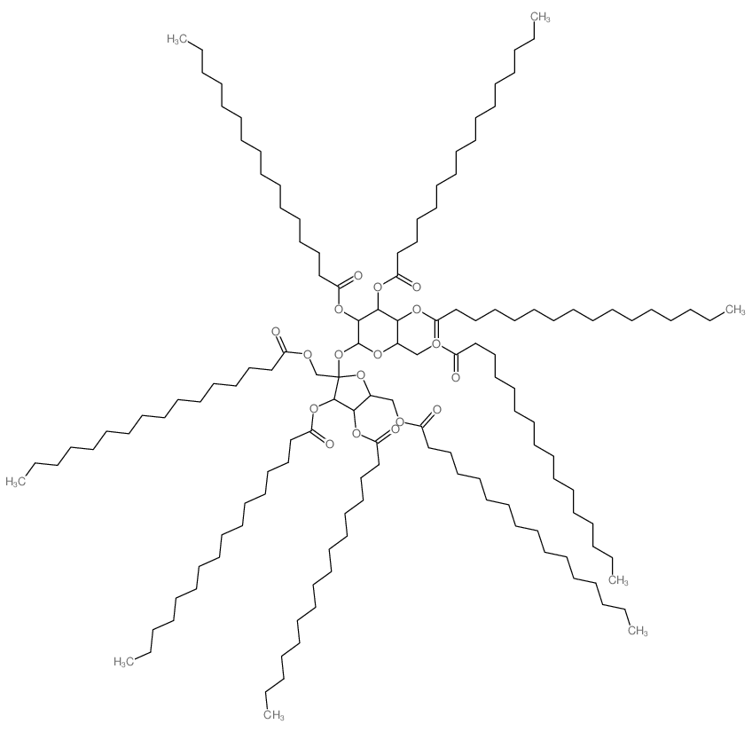 [2-[3,4-dihexadecanoyloxy-2,5-bis(hexadecanoyloxymethyl)oxolan-2-yl]oxy-3,5-dihexadecanoyloxy-6-(hexadecanoyloxymethyl)oxan-4-yl] hexadecanoate结构式