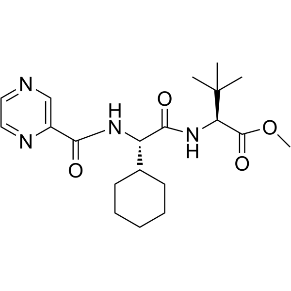 (2S)-Methyl 2-(2-cyclohexyl-2-(pyrazine-2-carboxamido)acetamido)-3,3-dimethylbutanoate结构式