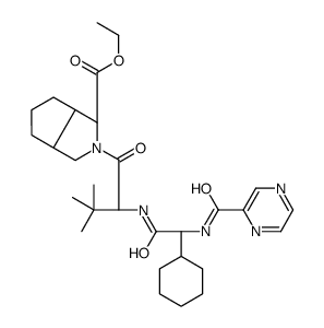 ethyl (3S,3aS,6aR)-2-[(2R)-2-[[(2S)-2-cyclohexyl-2-(pyrazine-2-carbonylamino)acetyl]amino]-3,3-dimethylbutanoyl]-3,3a,4,5,6,6a-hexahydro-1H-cyclopenta[c]pyrrole-3-carboxylate结构式