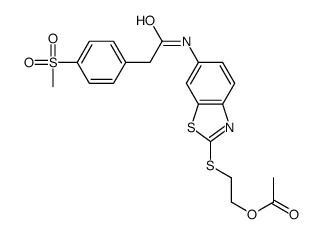 2-[[6-[[2-(4-methylsulfonylphenyl)acetyl]amino]-1,3-benzothiazol-2-yl]sulfanyl]ethyl acetate结构式