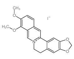 Benzo(g)-1,3-benzodioxolo(5,6-a)quinolizinium, 5,6-dihydro-9,10-dimethoxy-, iodide结构式