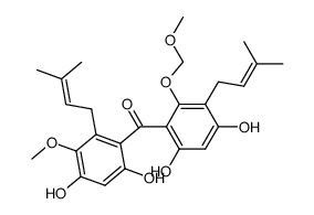 (4,6-dihydroxy-2-(methoxymethoxy)-3-(3-methylbut-2-en-1-yl)phenyl)(4,6-dihydroxy-3-methoxy-2-(3-methylbut-2-en-1-yl)phenyl)methanone结构式