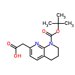1-N-叔丁氧羰基-3,4-二氢-1,8-萘啶-7(2H)-乙酸结构式