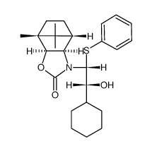 (3aR,4S,7R,7aS)-3-((1R,2R)-2-cyclohexyl-2-hydroxy-1-(phenylthio)ethyl)-7,8,8-trimethylhexahydro-4,7-methanobenzo[d]oxazol-2(3H)-one结构式