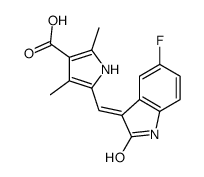5-[(Z)-(5-Fluoro-2-oxo-1,2-dihydro-3H-indol-3-ylidene)methyl]-2,4 -dimethyl-1H-pyrrole-3-carboxylic acid结构式