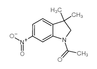1-(2,3-二氢-3,3-二甲基-6-硝基-1H-吲哚-1-基)-乙酮结构式