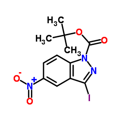 1-Boc-3-碘-5-硝基-吲唑结构式