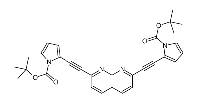 tert-butyl 2-[2-[7-[2-[1-[(2-methylpropan-2-yl)oxycarbonyl]pyrrol-2-yl]ethynyl]-1,8-naphthyridin-2-yl]ethynyl]pyrrole-1-carboxylate结构式