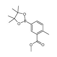 2-甲基-5-(4,4,5,5-四甲基-1,3,2-二噁硼烷-2-基)苯甲酸甲酯结构式
