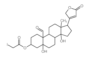 [10-formyl-5,14-dihydroxy-13-methyl-17-(5-oxo-2H-furan-3-yl)-2,3,4,6,7,8,9,11,12,15,16,17-dodecahydro-1H-cyclopenta[a]phenanthren-3-yl] 2-iodoacetate结构式