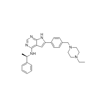 6-[4-[(4-乙基-1-哌嗪)甲基]苯基]-N-[(1R)-1-苯基乙基]-7H-吡咯并[2,3-D]嘧啶-4-胺结构式