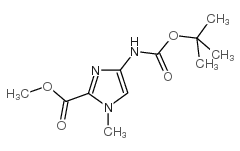 4-(叔丁氧基羰基氨基)-1-甲基-1H-咪唑-2-羧酸甲酯结构式