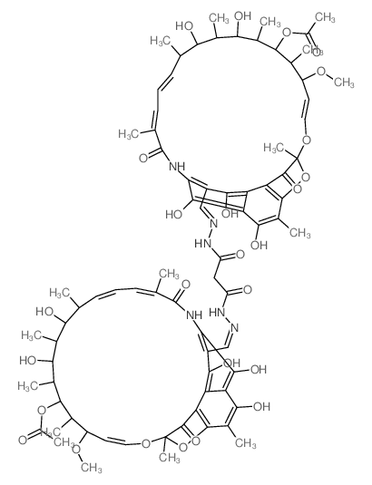 Rifamycin,3,3'-[(1,3-dioxo-1,3-propanediyl)bis(2-hydrazinyl-1-ylidenemethylidyne)]bis-(9CI)结构式