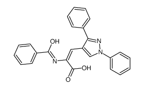 2-benzamido-3-(1,3-diphenylpyrazol-4-yl)prop-2-enoic acid结构式