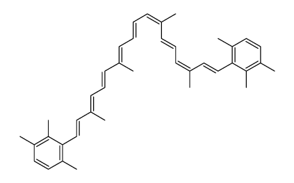 1,2,4-trimethyl-3-[(1E,3E,5E,7E,9E,11E,13E,15E,17E)-3,7,12,16-tetramethyl-18-(2,3,6-trimethylphenyl)octadeca-1,3,5,7,9,11,13,15,17-nonaenyl]benzene结构式