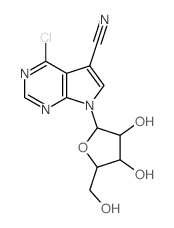 5-chloro-9-[3,4-dihydroxy-5-(hydroxymethyl)oxolan-2-yl]-2,4,9-triazabicyclo[4.3.0]nona-2,4,7,10-tetraene-7-carbonitrile结构式