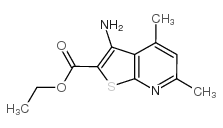 Thieno[2,3-b]pyridine-2-carboxylicacid, 3-amino-4,6-dimethyl-, ethyl ester结构式