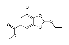 methyl 2-ethoxy-7-hydroxy-1,3-benzodioxole-5-carboxylate结构式