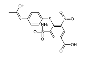 4-(4-acetamidophenyl)sulfanyl-3-nitro-5-sulfamoylbenzoic acid结构式