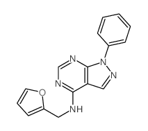 N-(2-furylmethyl)-9-phenyl-2,4,8,9-tetrazabicyclo[4.3.0]nona-1,3,5,7-tetraen-5-amine结构式