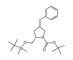 tert-butyl (S)-4-benzylidene-2-(((tert-butyldimethylsilyl)oxy)methyl)pyrrolidine-1-carboxylate结构式