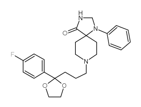 8-[3-[2-(4-fluorophenyl)-1,3-dioxolan-2-yl]propyl]-1-phenyl-1,3,8-triazaspiro[4.5]decan-4-one结构式