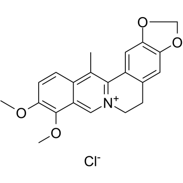 Benzo[g]-1,3-benzodioxolo[5,6-a]quinolizinium,5,6-dihydro-9,10-dimethoxy-13-methyl-, chloride (1:1)结构式