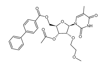3'-O-Acetyl-2'-O-(2-methoxyethyl)-5-methyl-5'-O-(4-phenylbenzoyl)uridin结构式