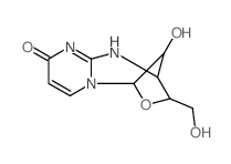 (2R)-11syn-hydroxy-3t-hydroxymethyl-2,3-dihydro-1H-2r,5c-methano-pyrimido[1,2-c][1,3,5]oxadiazepin-9-one结构式
