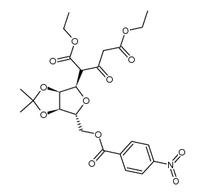 2-[O2,O3-isopropylidene-O5-(4-nitro-benzoyl)-α-D-ribofuranosyl]-3-oxo-pentanedioic acid diethyl ester结构式
