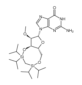 2-amino-9-((6aR,8R,9R,9aR)-2,2,4,4-tetraisopropyl-9-methoxyoctahydrofuro[3,2-f][1,5,2,4]dioxadisilocin-8-yl)-1H-purin-6(9H)-one结构式