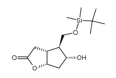 (3aR,4S,5R,6aS)-4-((tert-butyldimethylsilyloxy)methyl)-5-hydroxyhexahydro-2H-cyclopenta[b]furan-2-one结构式
