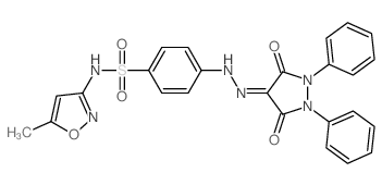 4-[2-(3,5-dioxo-1,2-diphenyl-pyrazolidin-4-ylidene)hydrazinyl]-N-(5-methyloxazol-3-yl)benzenesulfonamide结构式