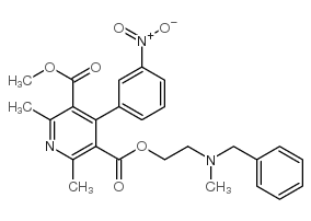 2-(N-benzyl-N-methylamino)ethyl methyl 2,6-dimethyl-4-(3-nitrophenyl)-3,5-pyridinedicarboxylate结构式