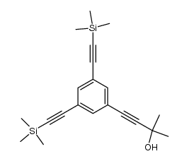 3,5-bis(trimethylsilylethynyl)-1-(3-hydroxy-3-methyl-1-butynyl)benzene结构式