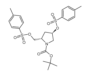 (2S,4S)-N-(tert-butoxycarbonyl)-4-(p-toluenesulfonyloxy)-2-[(p-toluenesulfonyloxy)methyl]pyrrolidine结构式