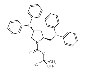 (2S,4S)-4-二苯基膦-2-(二苯基膦甲基)-N-叔丁氧羰基-吡咯烷结构式