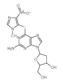 9H-Purin-2-amine, 9-(2-deoxy-.beta.-D-erythro-pentofuranosyl)-6-[(1-methyl-4-nitro-1 H-imidazol-5-yl)thio]-结构式