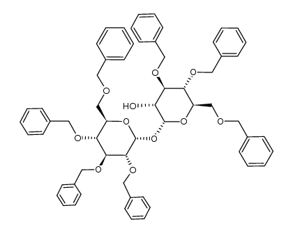 (2R,3R,4R,5R,6R)-4,5-bis(benzyloxy)-6-((benzyloxy)methyl)-2-(((2R,3R,4S,5R,6R)-3,4,5-tris(benzyloxy)-6-((benzyloxy)methyl)tetrahydro-2H-pyran-2-yl)oxy)tetrahydro-2H-pyran-3-ol结构式
