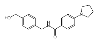 N-[[4-(hydroxymethyl)phenyl]methyl]-4-pyrrolidin-1-ylbenzamide结构式